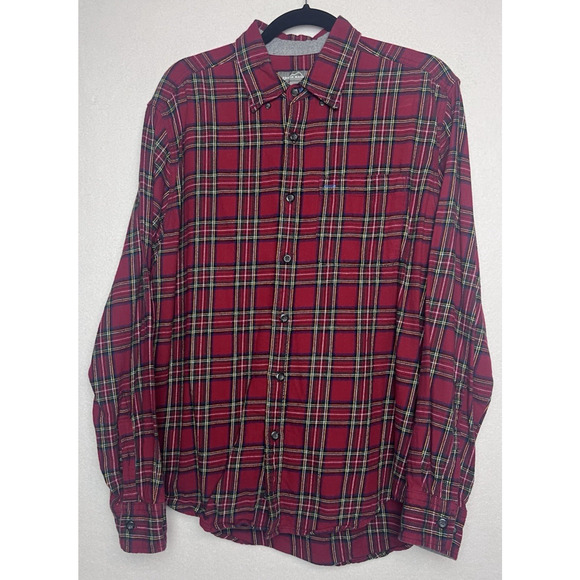 Eddie Bauer Men's Checkered Red Flannel Long Sleeve Shirt Size Large Button Up - Picture 1 of 9
